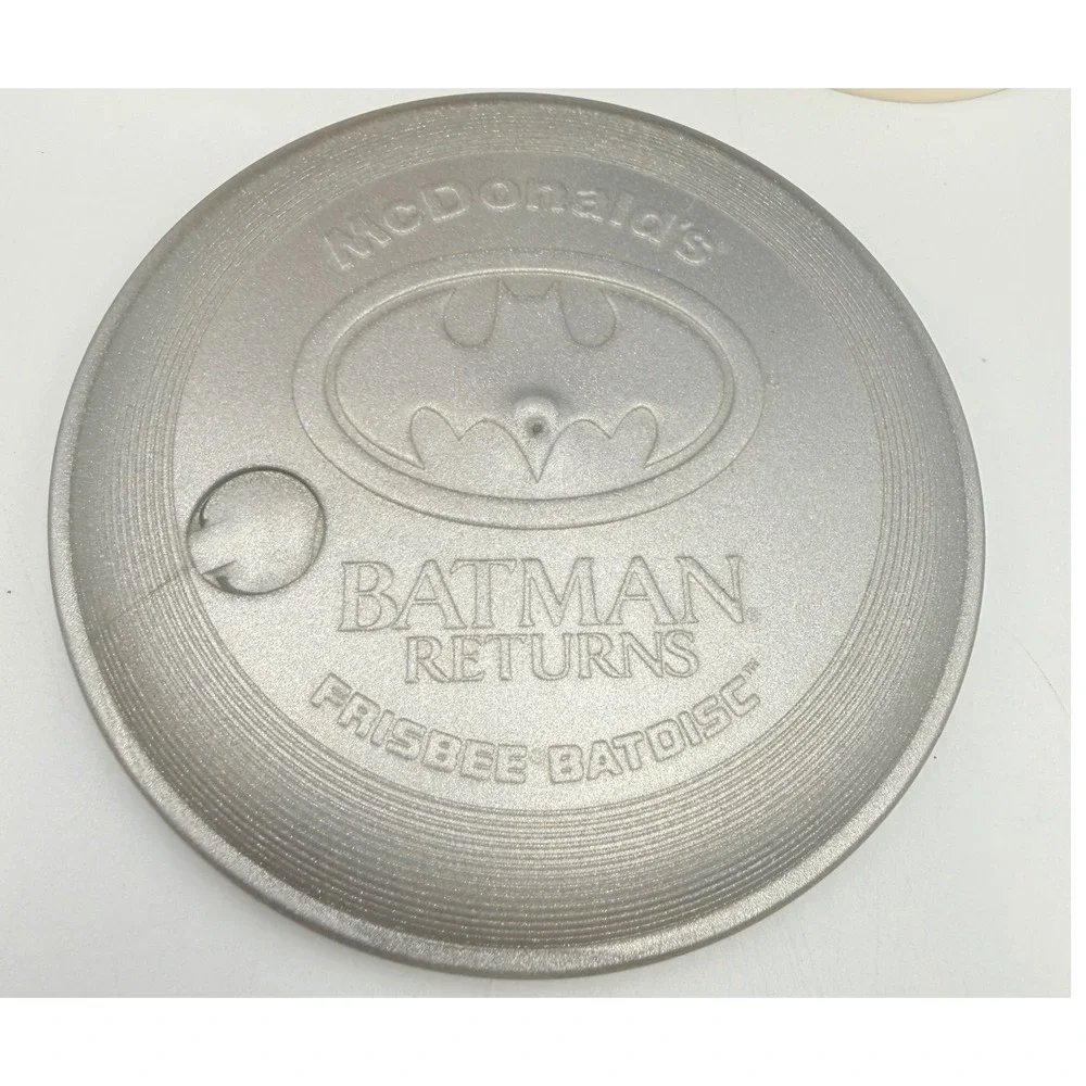 Vintage 1992 McDonalds Batman Returns Cups The Penguin Batdisc Lid Set of 2